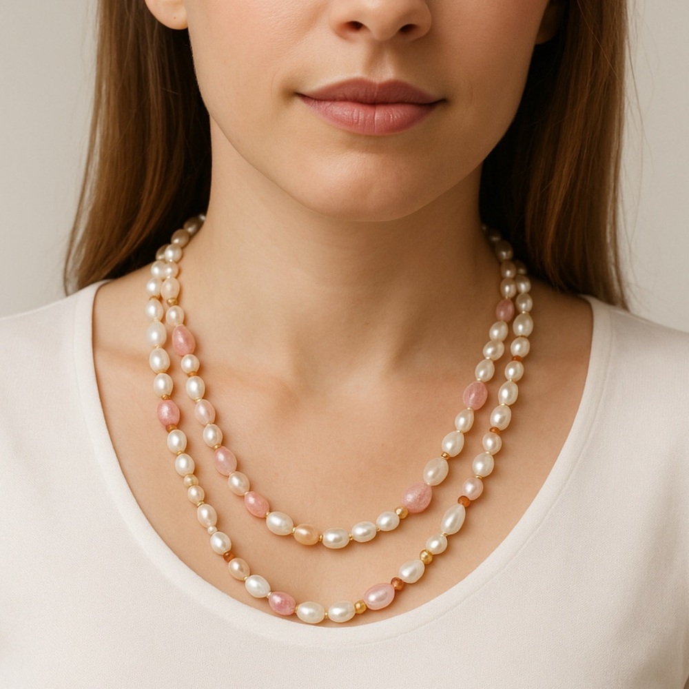 Honora Pearl & Rose Quartz Necklace w/ Pink Tourmaline